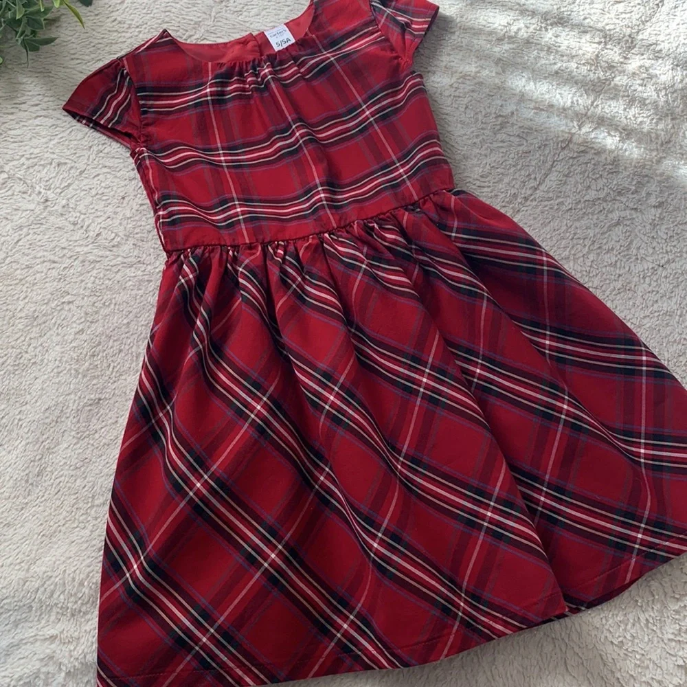 Carter’s Red Plaid Dress 5 Holiday Christmas EUC